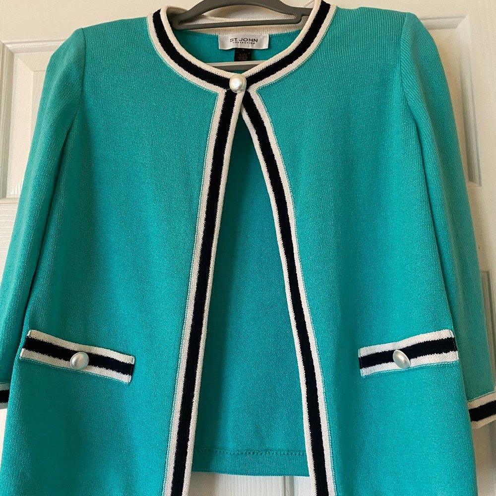 St. John Collection Teal Cardigan - Size 4